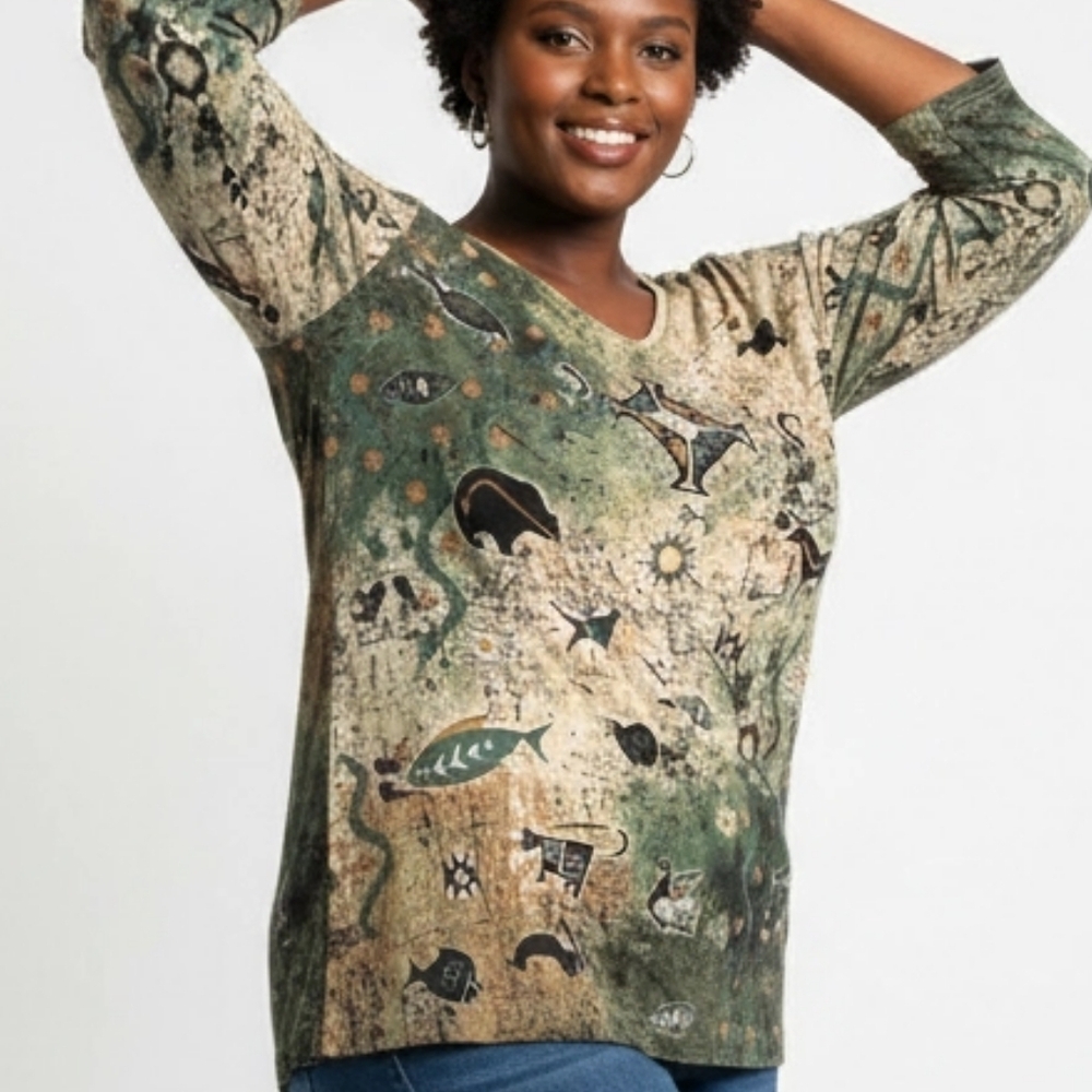 CACTUS BAY  Native American Animal and Petroglyphs T-Shirt XL